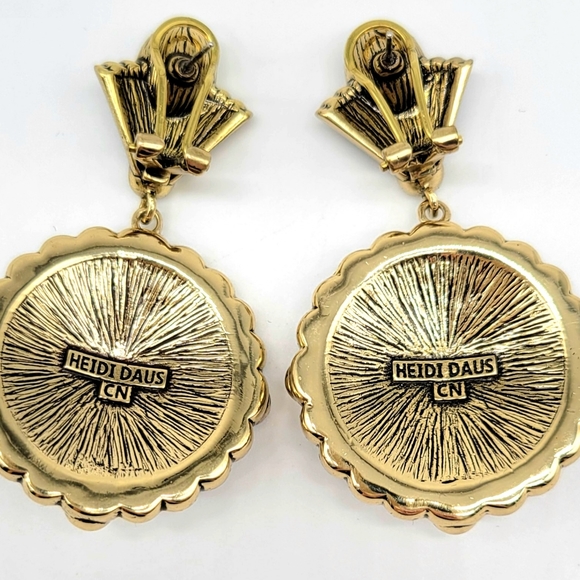 Heidi Daus Geometric Black + White Enamel Art Deco Earrings w/ Swarovski Crystal - Picture 10 of 10